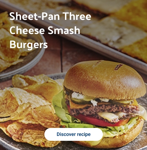 Sheet pan three cheese smash burgers