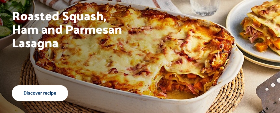 Roasted Squash, Ham and Parmesan Lasagna